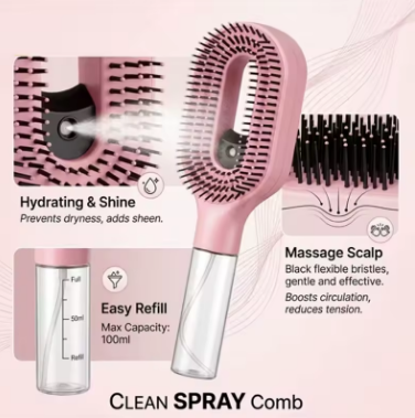 portable water spray detangling hair brush