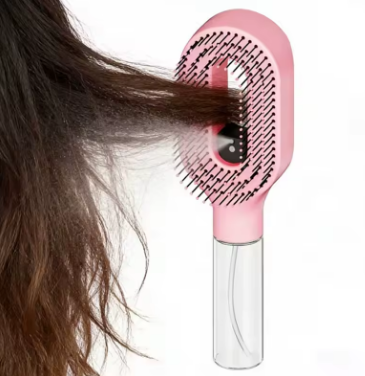 portable water spray detangling hair brush