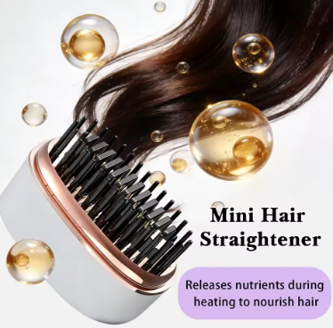 Portable Cordless Hair Straightening Brush – Fast Heat, USB Rechargeable