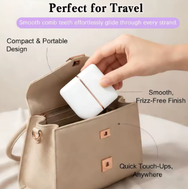 Portable Cordless Hair Straightening Brush – Fast Heat, USB Rechargeable